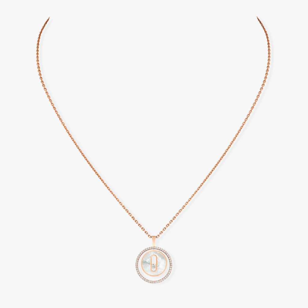 [Imperial Jewelrys]LUCKY MOVE 1 DIAMOND WHITE MOTHER OF PEARL PINK GOLD DIAMOND NECKLACE