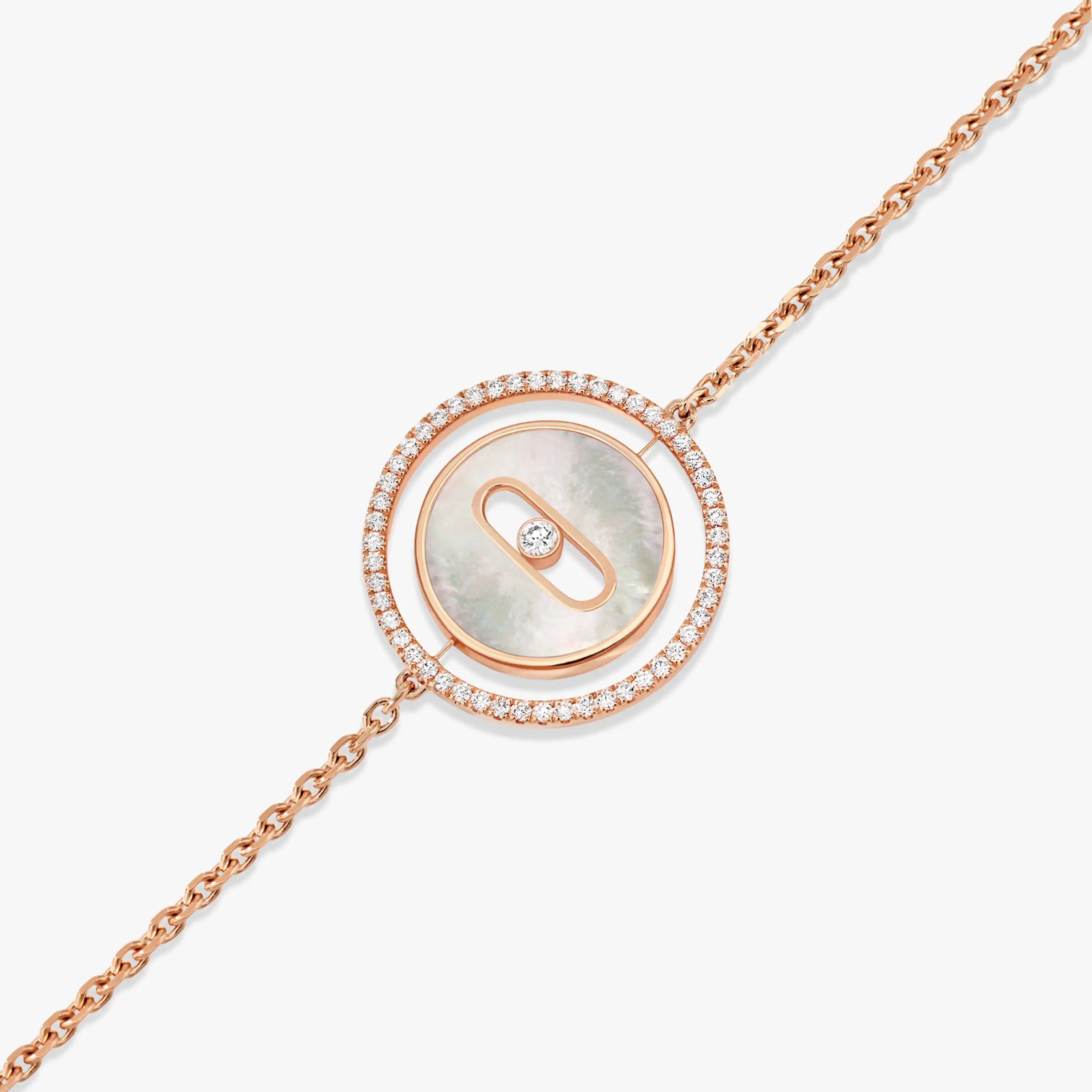 [Imperial Jewelrys]LUCKY MOVE WHITE MOTHER OF PEARL PINK GOLD DIAMOND BRACELET