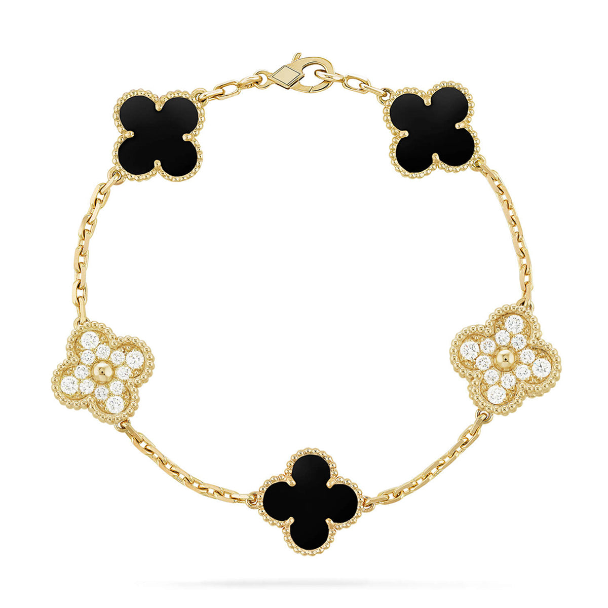 [Lumi jewelry] CLOVER 5 MOTIF ONYXS BRACELET COLLECTION