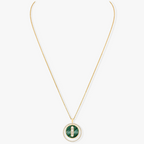 [Imperial Jewelrys]LUCKY MOVE 3 DIAMOND MALACHITE GOLD DIAMOND NECKLACE