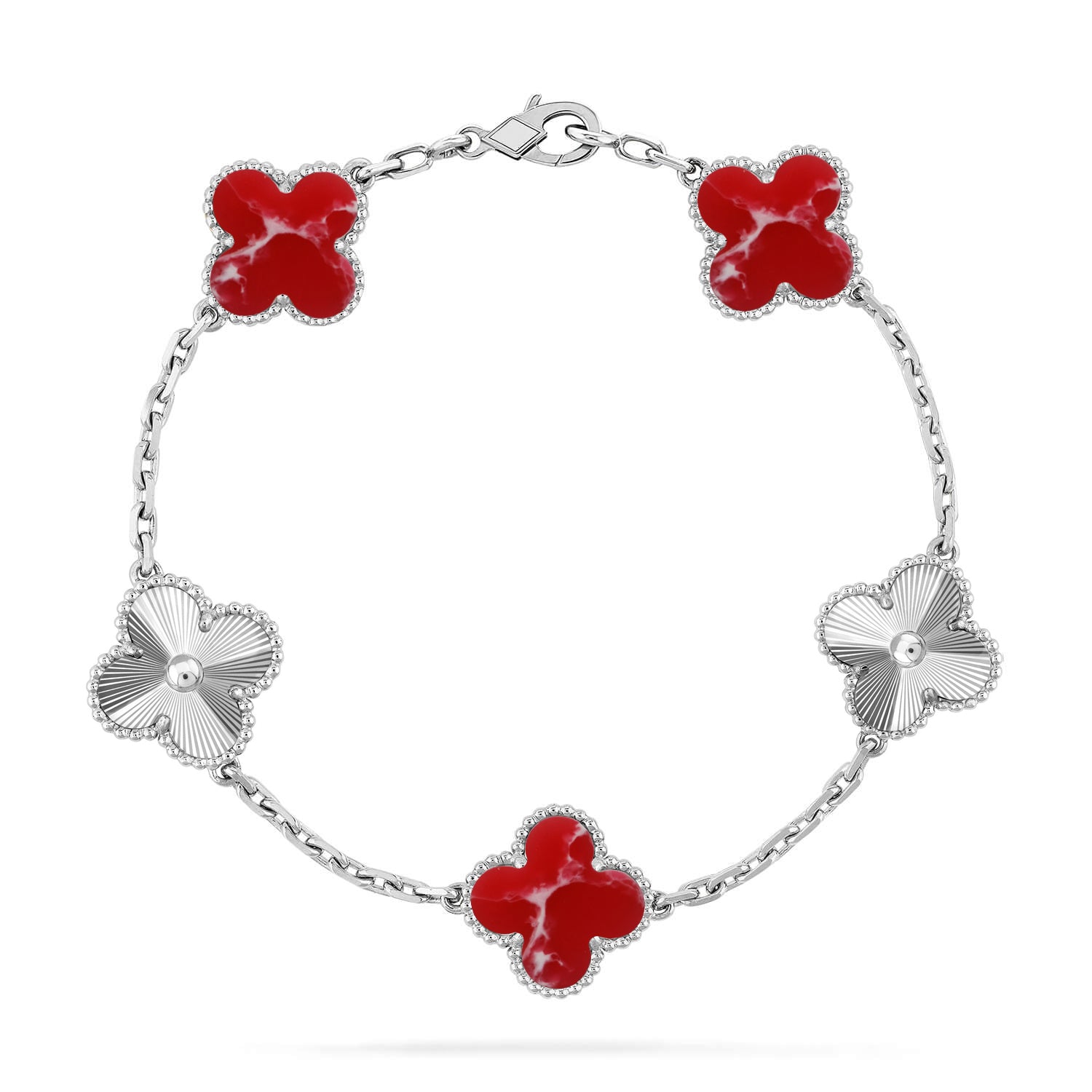 [Lumi jewelry]CLOVER 5 MOTIF RED PATTERN BRACELET COLLECTION
