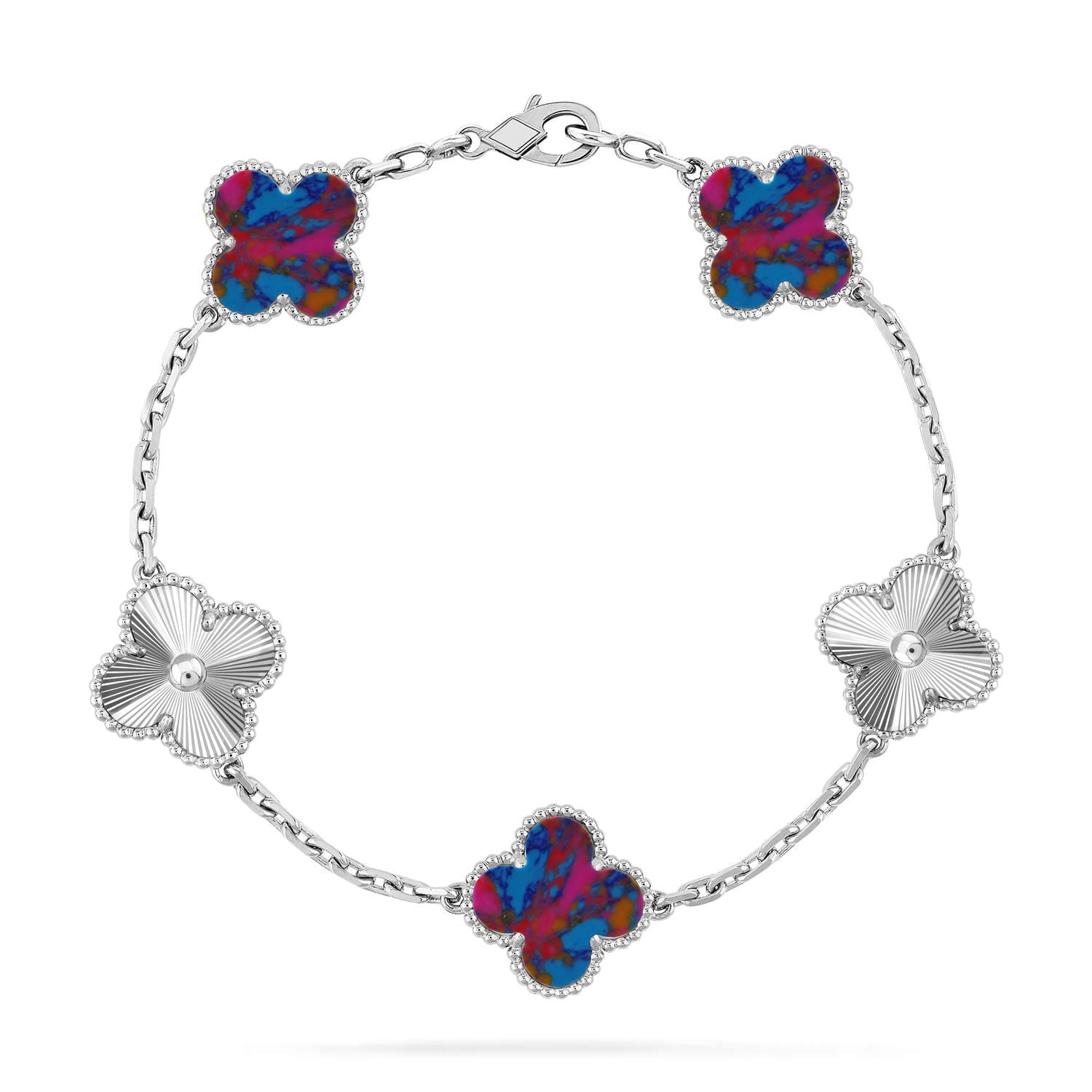 [Lumi jewelry]CLOVER 5 MOTIF COLOR GEMSTONES BRACELET COLLECTION