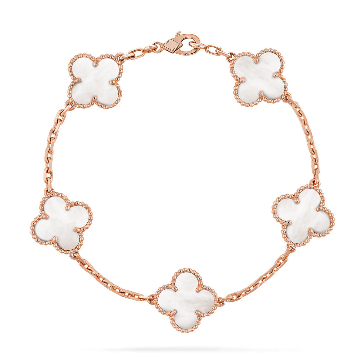 [Lumi jewelry]CLOVER WHITE PEARL MOP 5 MOTIF BRACELET COLLECTION