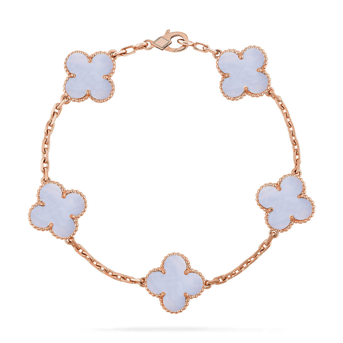 [Lumi]New  CLOVER 5 MOTIF PURPLE CHALCEDONY BRACELET COLLECTION