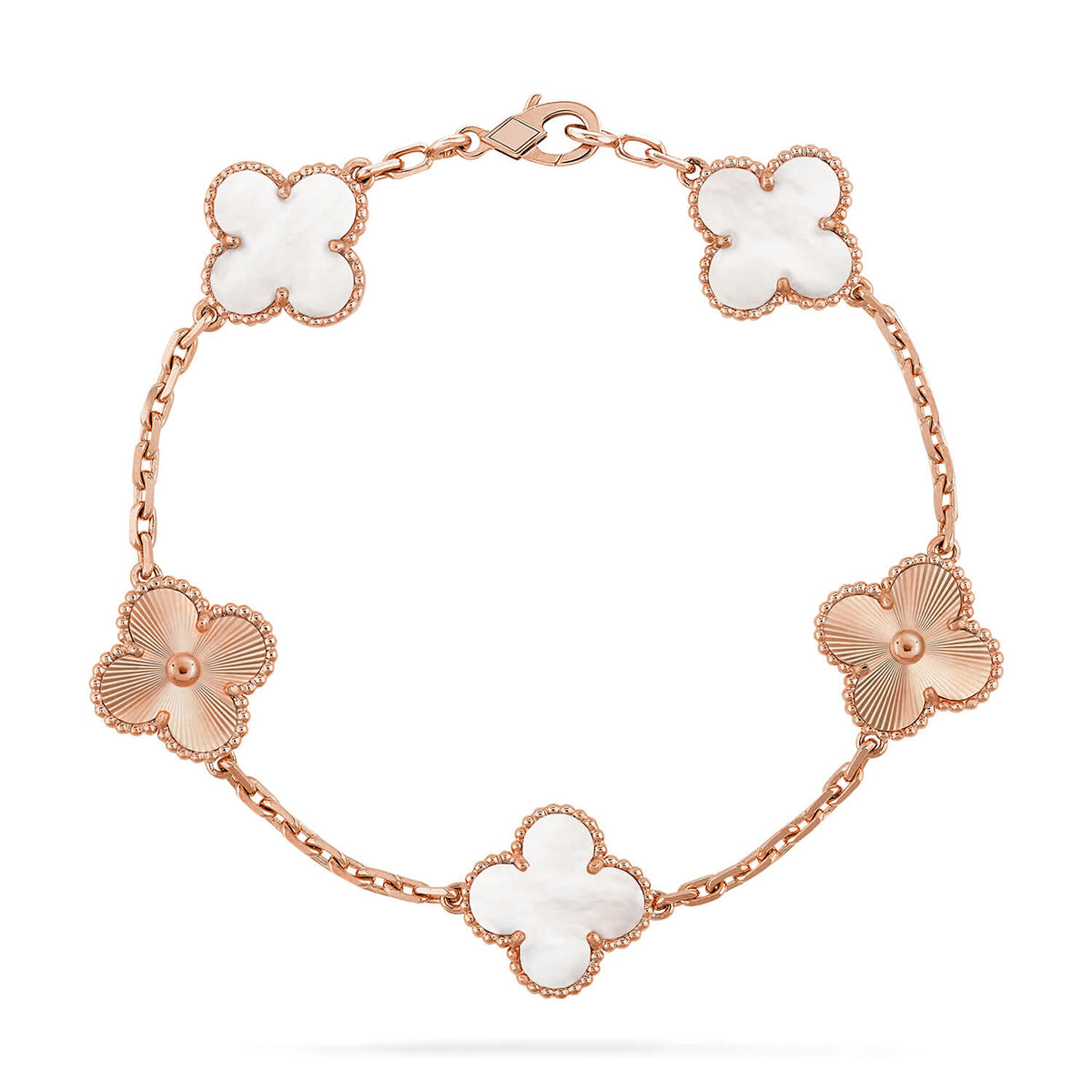 [Lumi jewelry]CLOVER WHITE PEARL MOP 5 MOTIF BRACELET COLLECTION