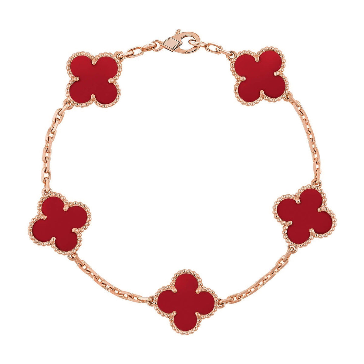 [Lumi]New  CLOVER 5 MOTIF RED CORNELIAN BRACELET COLLECTION