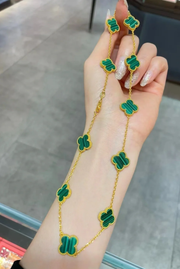 ¡®Lumi¡¯CLOVER 10 MOTIFS ONYX NECKLACE Malachite