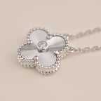 ¡®Lumi¡¯CLOVER  15MM DIAMOND LASER NECKLACE SILVER