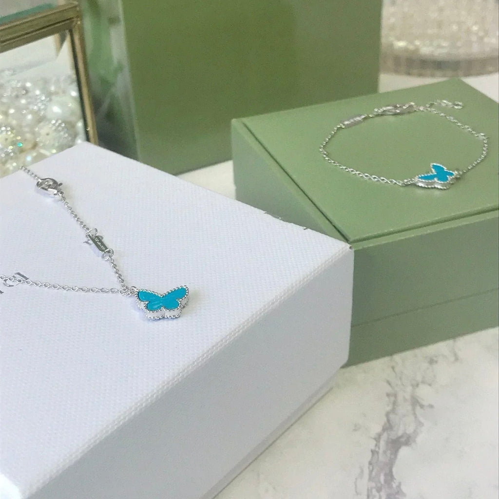 ¡®Lumi¡¯BUTTERFLY TURQUOISE BUTTERFLY BRACELET SILVER