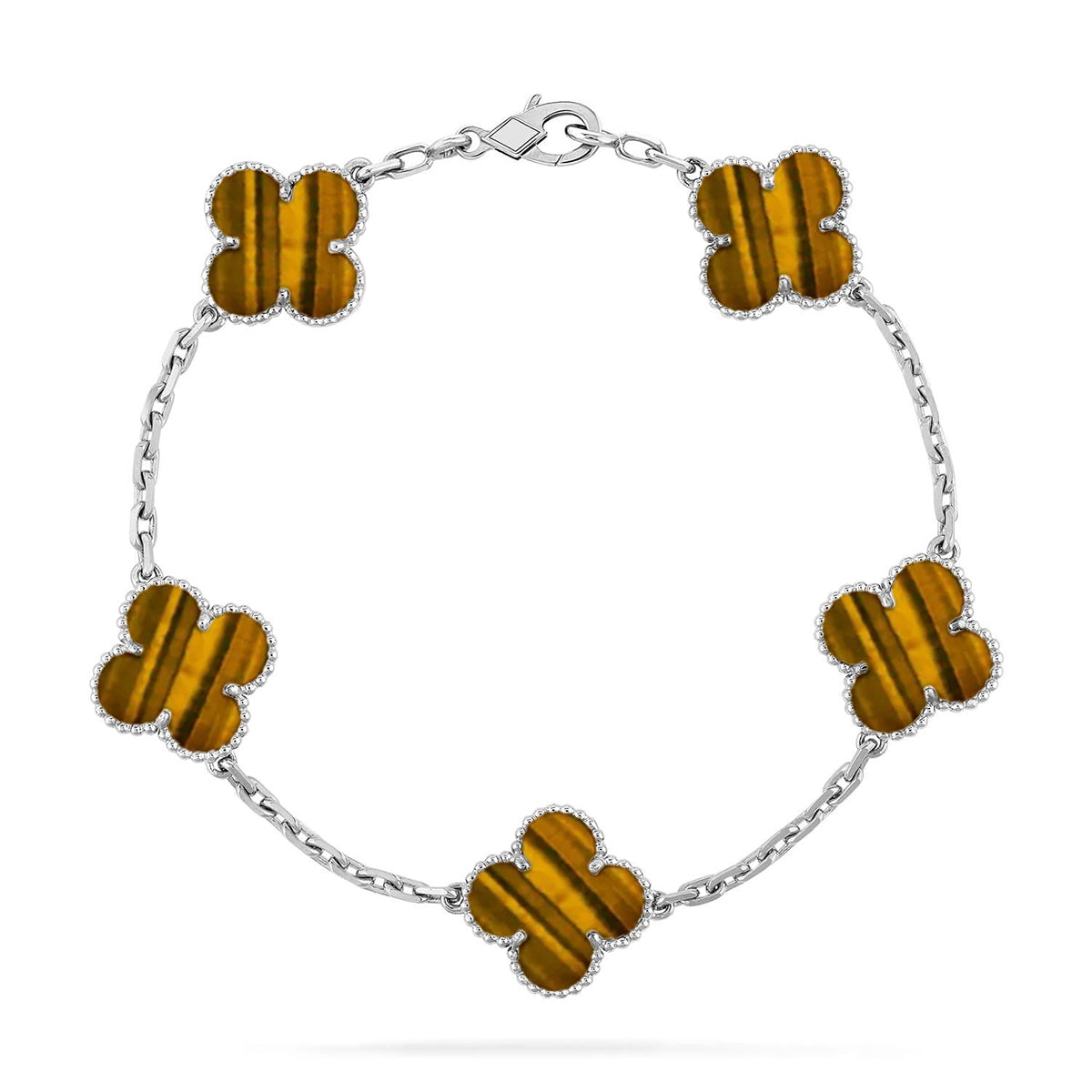 [Lumi]New  CLOVER 5 MOTIFS TIGER EYE BRACELET COLLECTION