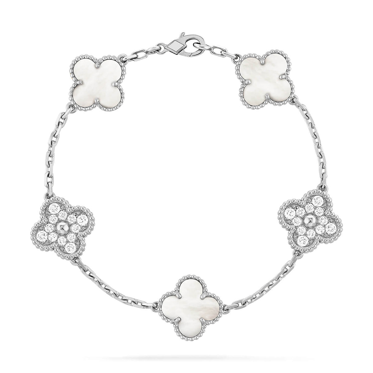 [Lumi]New CLOVER WHITE PEARL MOP 5 MOTIF BRACELET COLLECTION