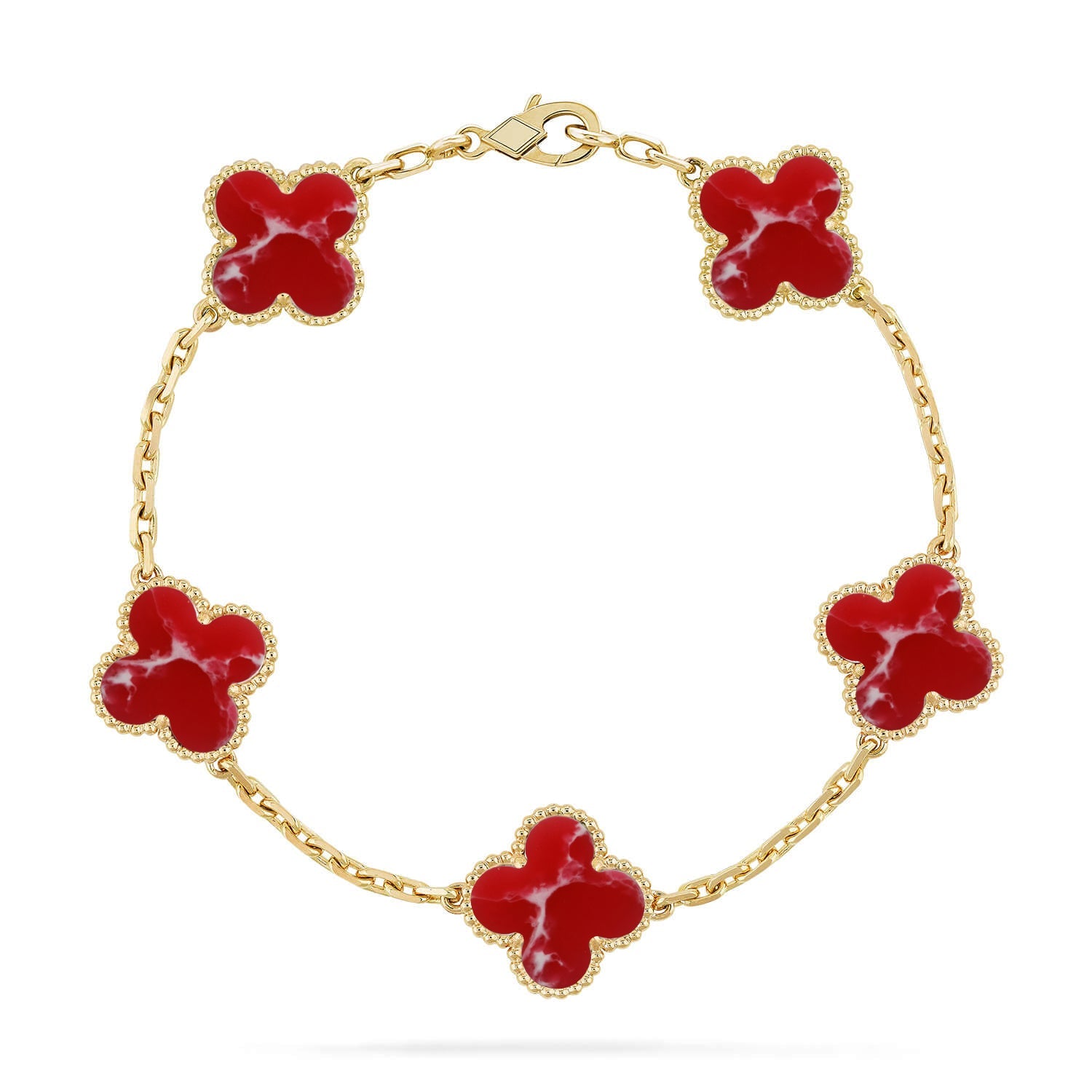 [Lumi jewelry]CLOVER 5 MOTIF RED PATTERN BRACELET COLLECTION
