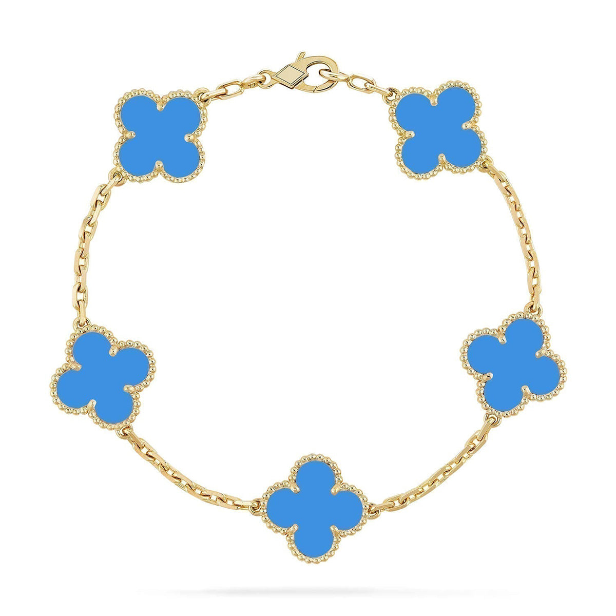 [Lumi jewelry] CLOVER 5 MOTIF BLUE AGATE BRACELET COLLECTION