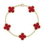 [Lumi jewelry] CLOVER 5 MOTIF RED CORNELIAN BRACELET COLLECTION