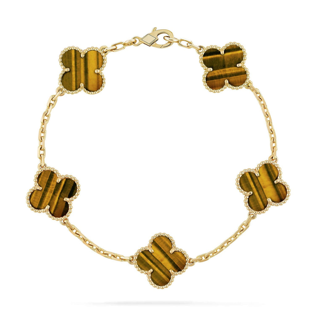 [Lumi]New  CLOVER 5 MOTIFS TIGER EYE BRACELET COLLECTION