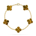 [Lumi]New  CLOVER 5 MOTIFS TIGER EYE BRACELET COLLECTION