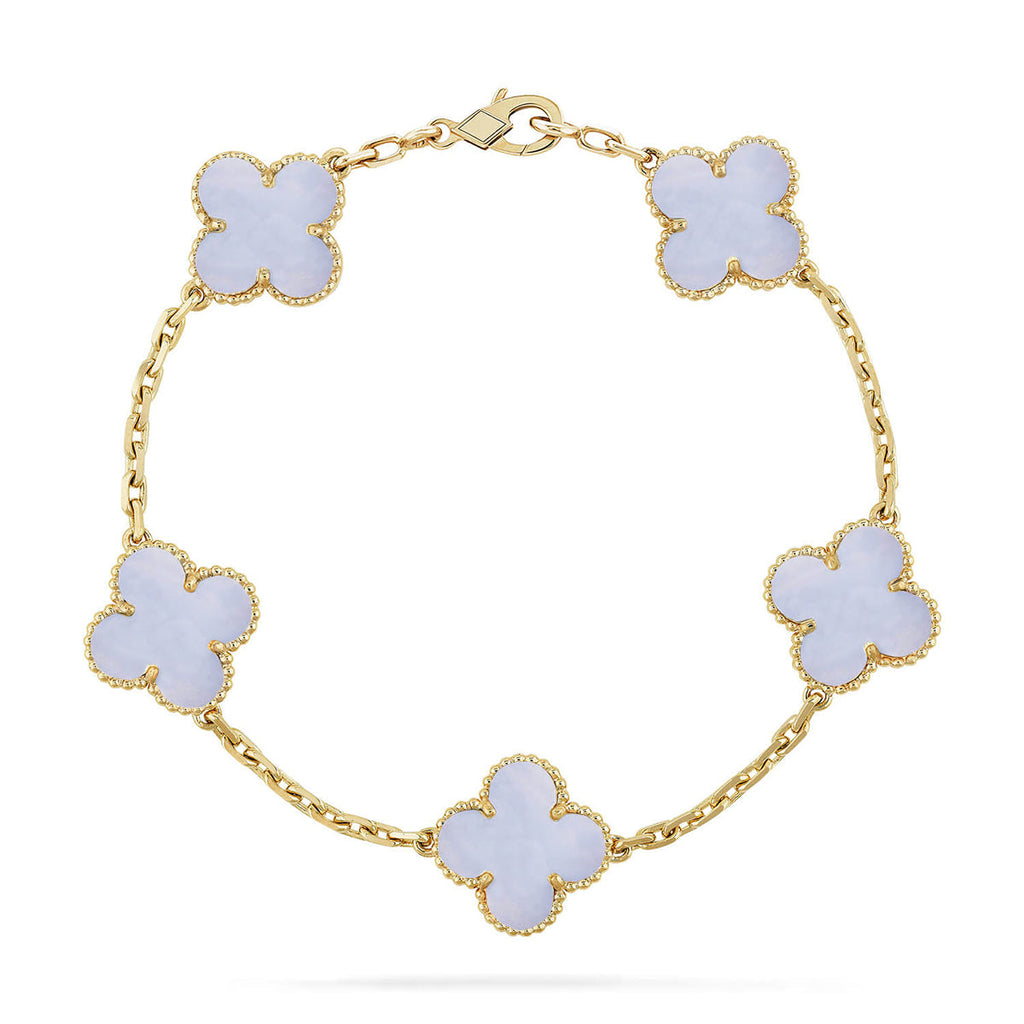 [Lumi]New  CLOVER 5 MOTIF PURPLE CHALCEDONY BRACELET COLLECTION