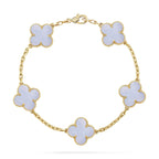 [Lumi]New  CLOVER 5 MOTIF PURPLE CHALCEDONY BRACELET COLLECTION