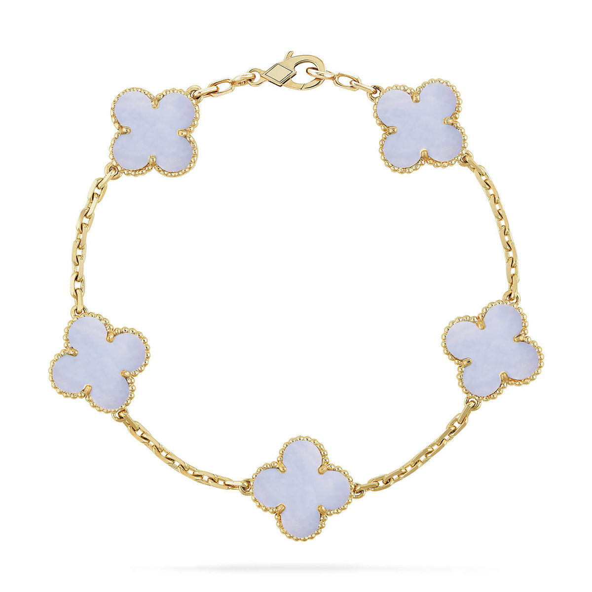 [Lumi]New  CLOVER 5 MOTIF PURPLE CHALCEDONY BRACELET COLLECTION
