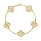 [Lumi jewelry] CLOVER 5 MOTIF FULL DIAMOND BRACELET COLLECTION