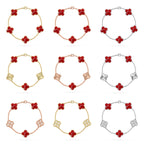 [Lumi jewelry] CLOVER 5 MOTIF RED CORNELIAN BRACELET COLLECTION