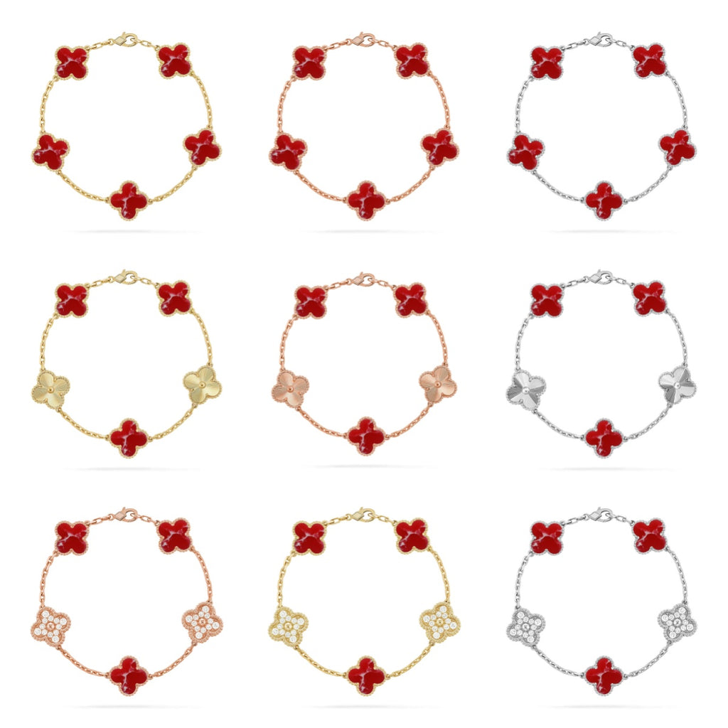 [Lumi jewelry]CLOVER 5 MOTIF RED PATTERN BRACELET COLLECTION