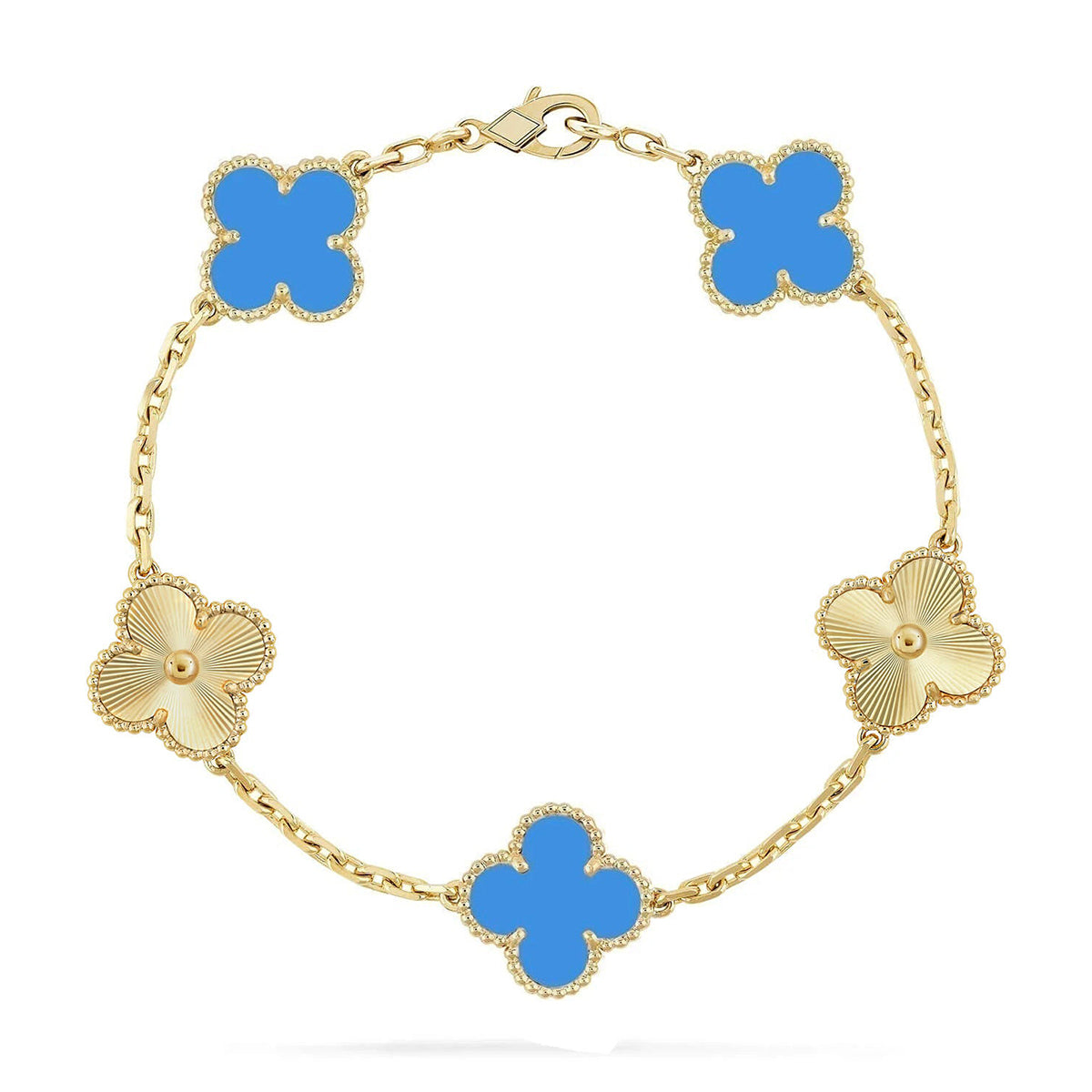 [Lumi jewelry] CLOVER 5 MOTIF BLUE AGATE BRACELET COLLECTION