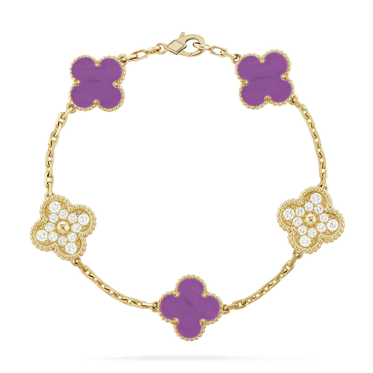 [Lumi jewelry] CLOVER 5 MOTIF VIOLET BRACELET COLLECTION