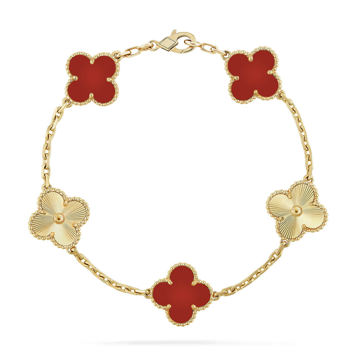[Lumi]New  CLOVER 5 MOTIF RED CORNELIAN BRACELET COLLECTION