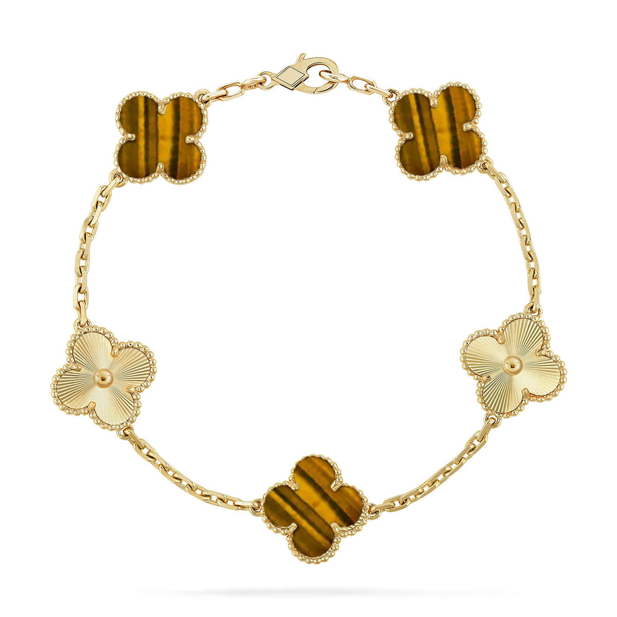[Lumi jewelry] CLOVER 5 MOTIFS TIGER EYE BRACELET COLLECTION
