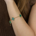 [Lumi]New  CLOVER 5 MOTIF MALACHITE BRACELET COLLECTION