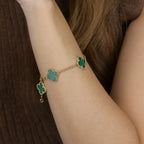 [Lumi jewelry] CLOVER 5 MOTIF MALACHITE BRACELET COLLECTION
