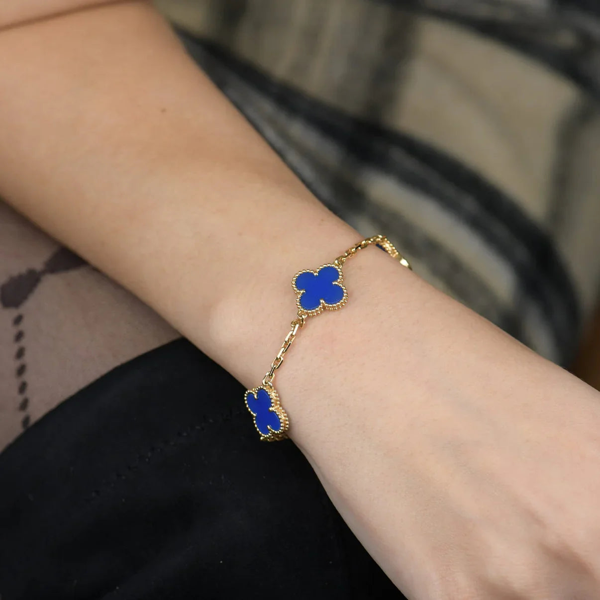 [Lumi jewelry] CLOVER 5 MOTIF BLUE AGATE BRACELET COLLECTION