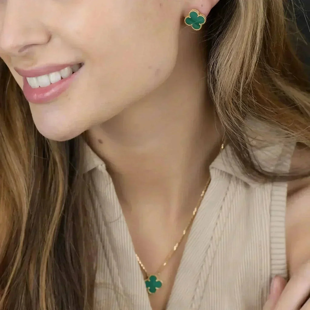 ¡®Lumi¡¯CLOVER MINI 9.5MM MALACHITE  EARRINGS
