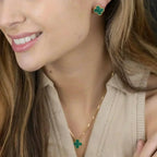 ¡®Lumi¡¯CLOVER MINI 9.5MM MALACHITE  EARRINGS