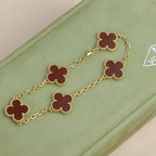 [Lumi jewelry] CLOVER 5 MOTIF RED CORNELIAN BRACELET COLLECTION