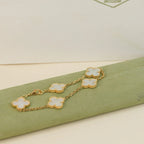 [Lumi jewelry]CLOVER WHITE PEARL MOP 5 MOTIF BRACELET COLLECTION