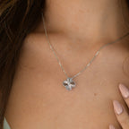 ¡®Lumi¡¯CLOVER  15MM DIAMOND LASER NECKLACE SILVER