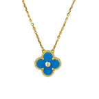 ¡®Lumi¡¯CLOVER 15MM DIAMOND AND BLUE AGATE NECKLACE