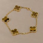 [Lumi jewelry] CLOVER 5 MOTIFS TIGER EYE BRACELET COLLECTION