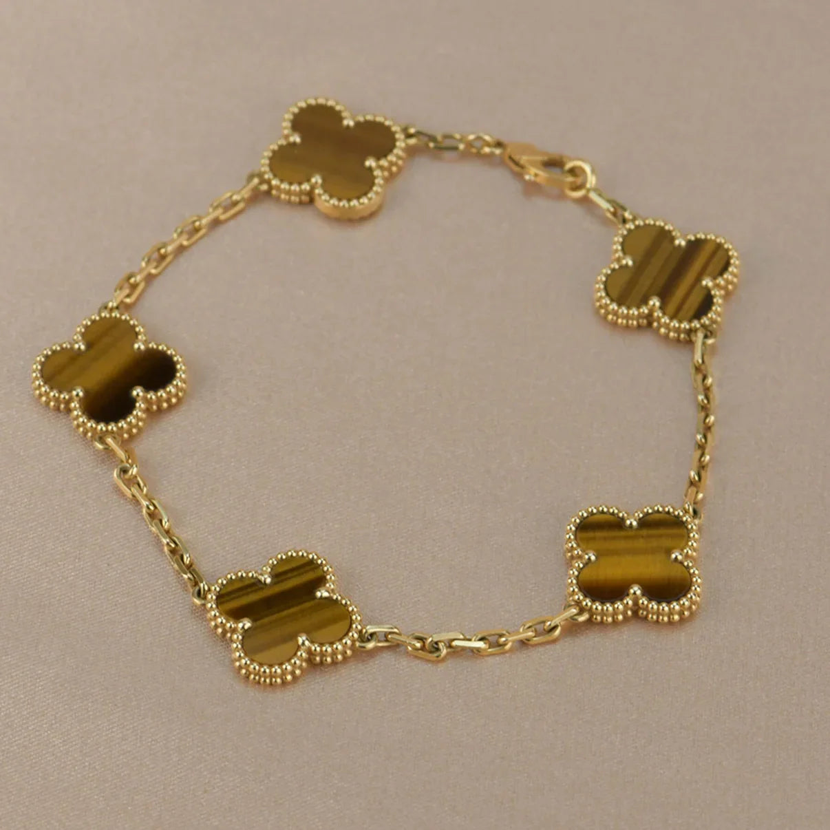 [Lumi jewelry] CLOVER 5 MOTIFS TIGER EYE BRACELET COLLECTION