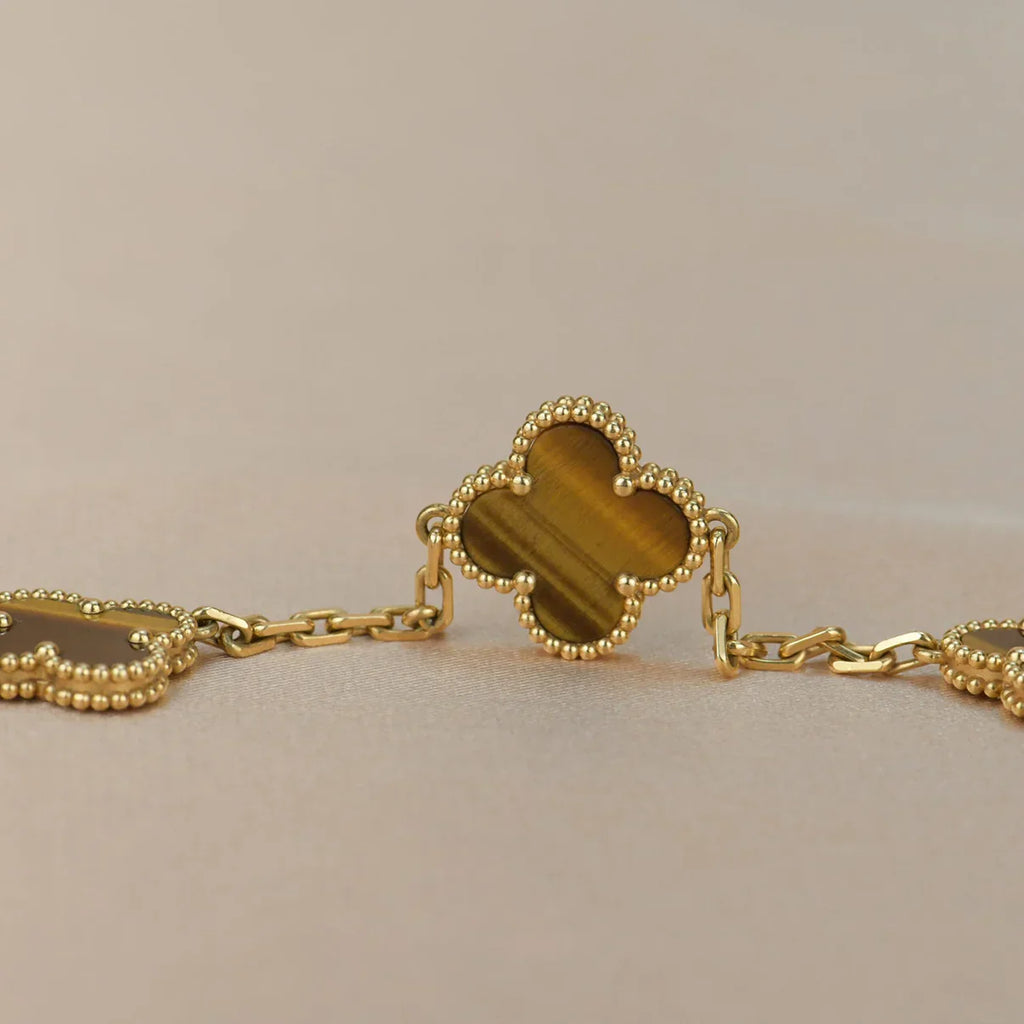 [Lumi]New  CLOVER 5 MOTIFS TIGER EYE BRACELET COLLECTION