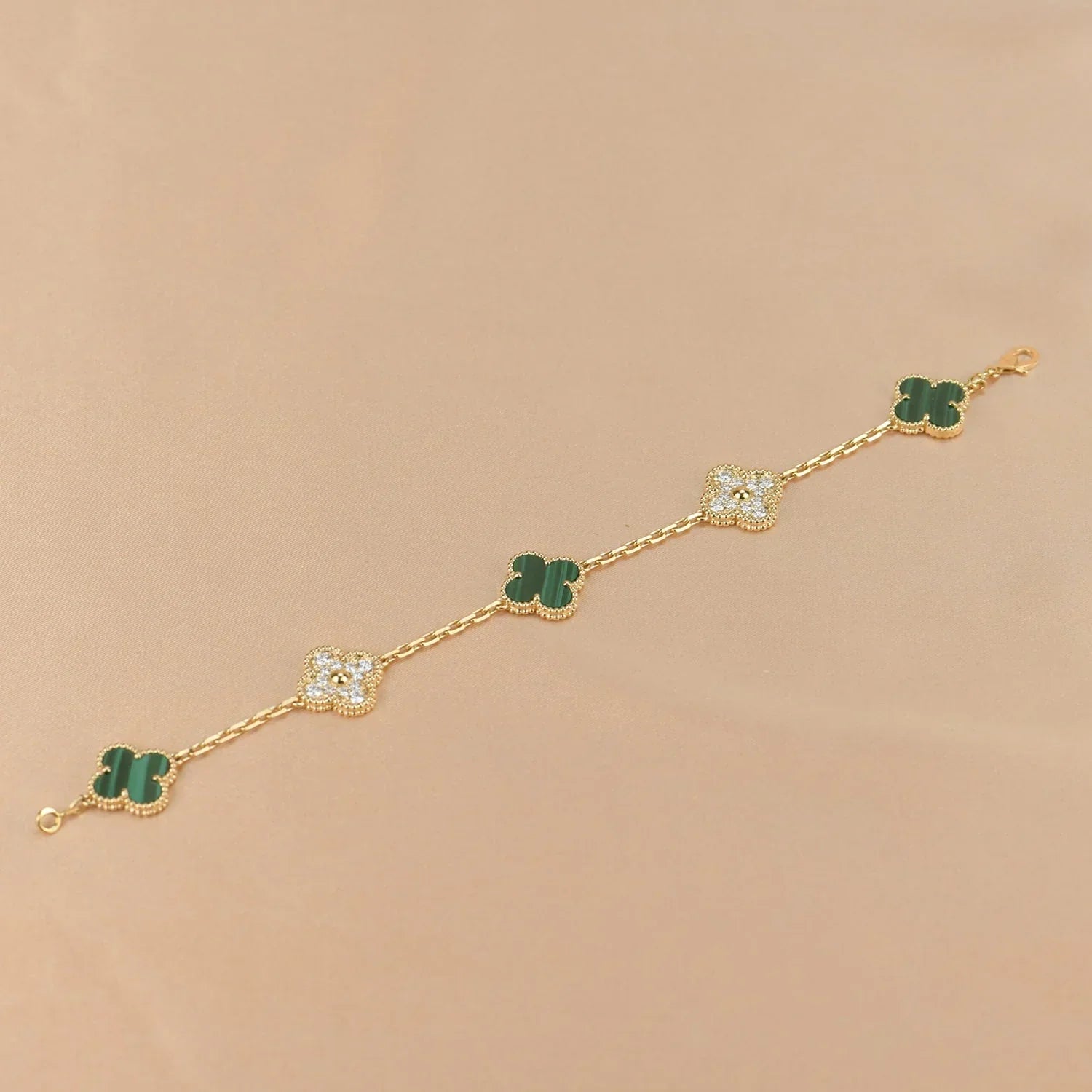 [Lumi]New  CLOVER 5 MOTIF MALACHITE BRACELET COLLECTION