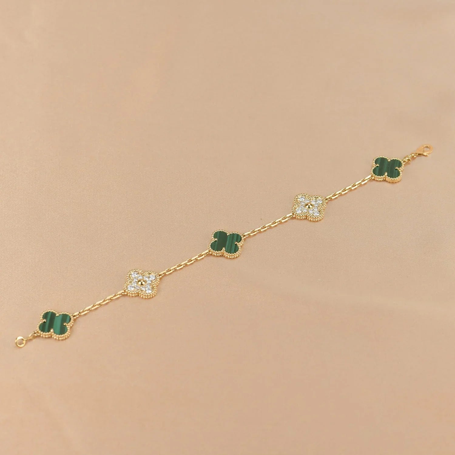 [Lumi jewelry] CLOVER 5 MOTIF MALACHITE BRACELET COLLECTION