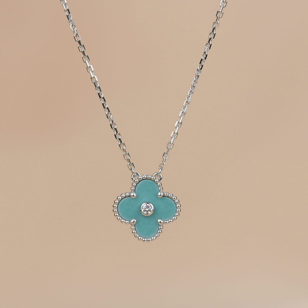 ¡®Lumi¡¯CLOVER 15MM DIAMOND SVRES PORCELAIN  NECKLACE SILVER