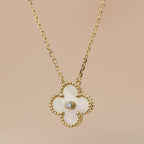 ¡®Lumi¡¯CLOVER 15MM DIAMOND GOLD MOTHER OF PEARL NECKLACE