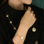 [Lumi]New CLOVER WHITE PEARL MOP 5 MOTIF BRACELET COLLECTION