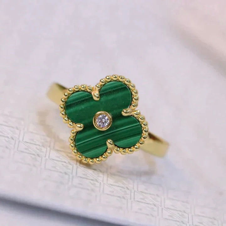 ¡®Lumi¡¯CLOVER MALACHITE RING GOLD DIAMOND