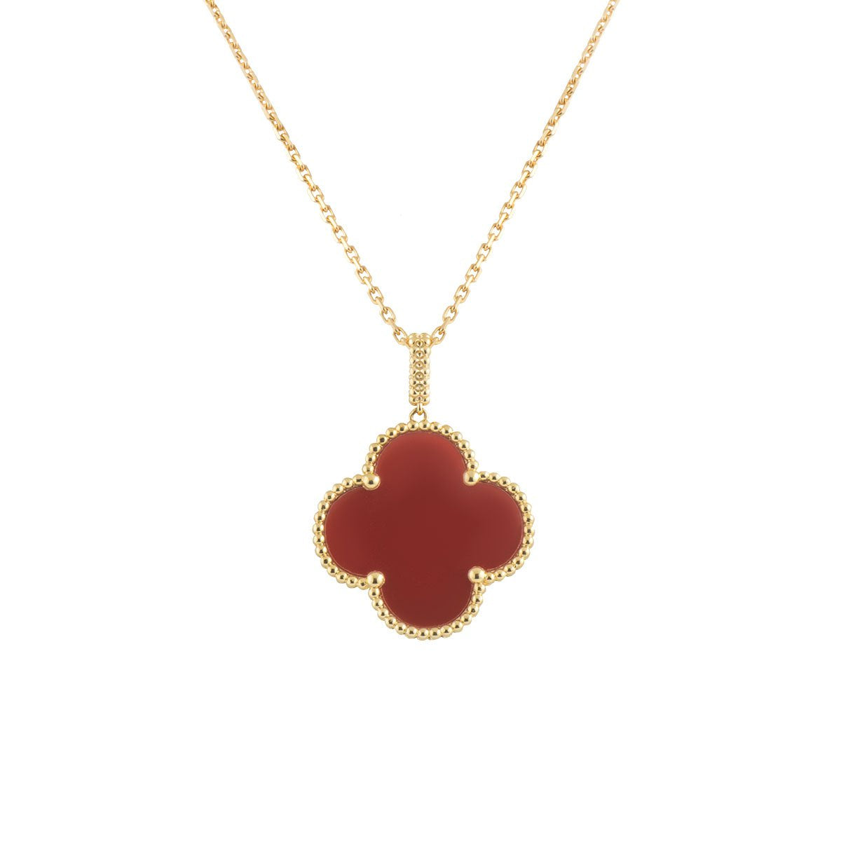 ¡®Lumi¡¯CLOVER 25MM NECKLACE GOLD CARNELIAN