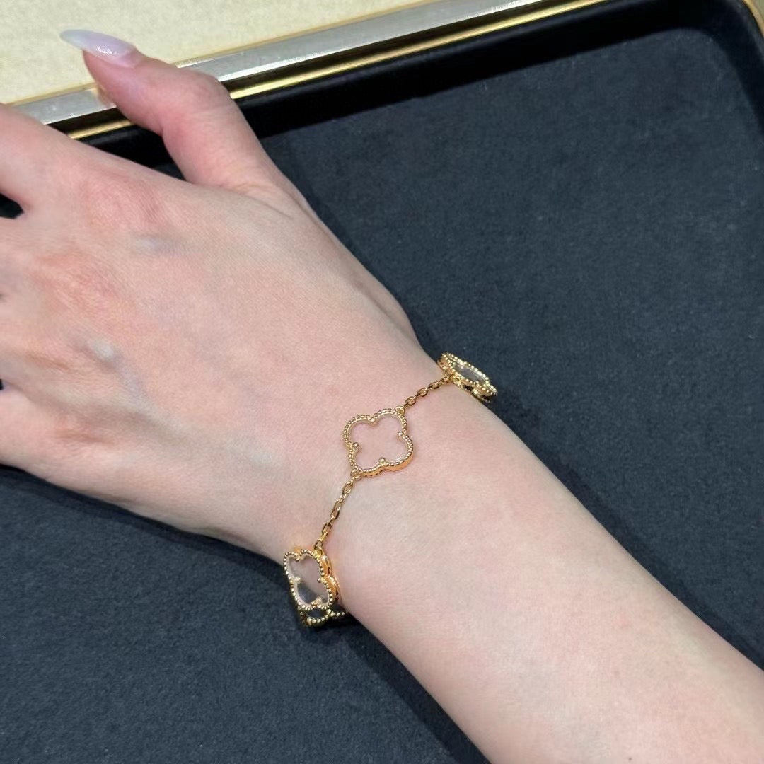 [Lumi]New CLOVER 5 MOTIF ROCK CRYSTAL BRACELET